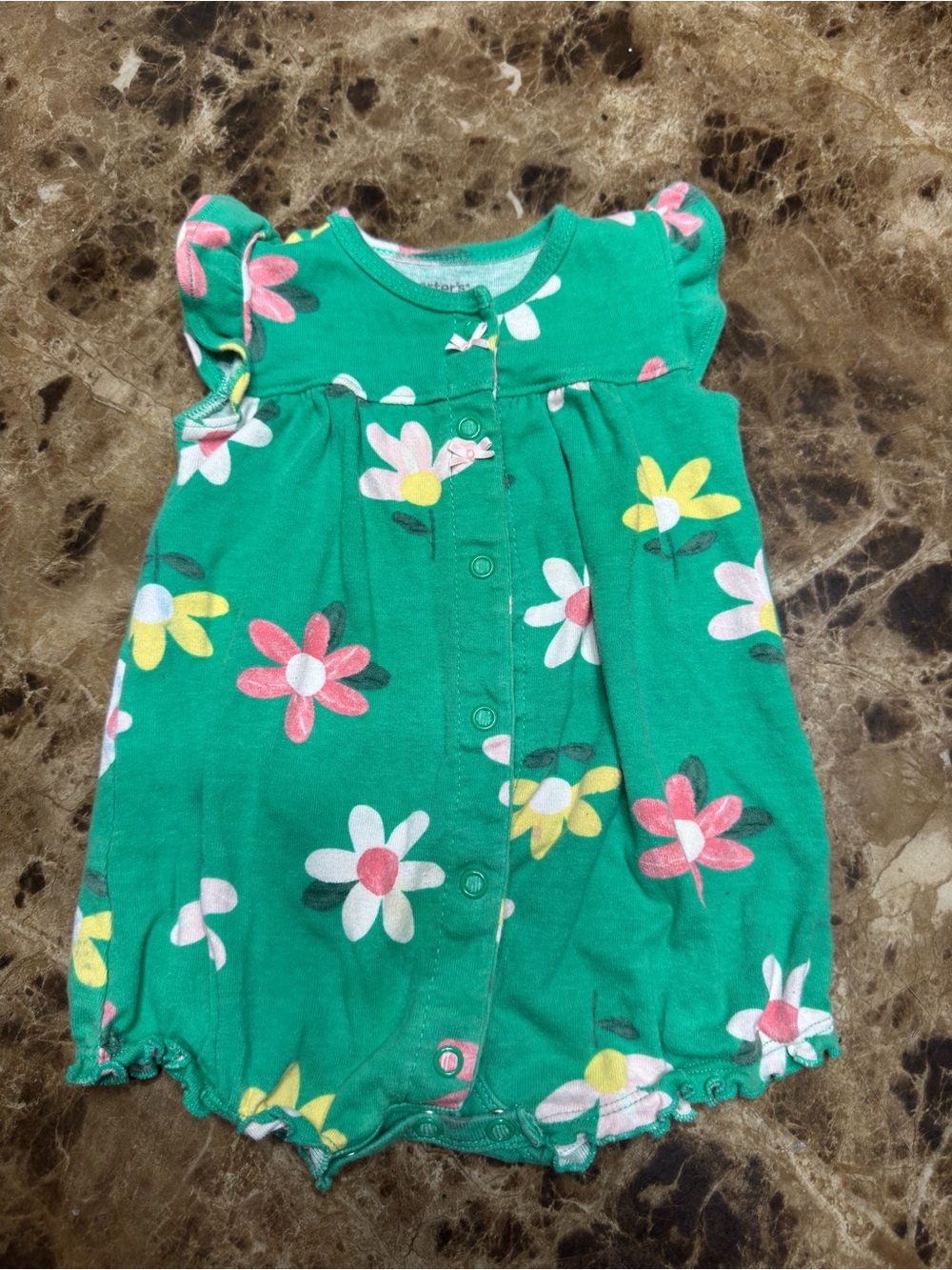 Carter's Green Floral Baby Bottoms with Pink and White Accents